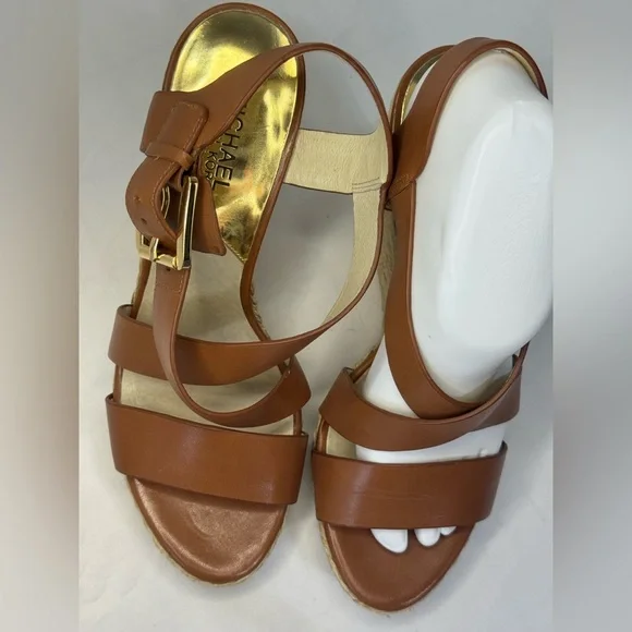 Michael Kors Tan Strappy Wedge Sandals - Picture 3 of 7